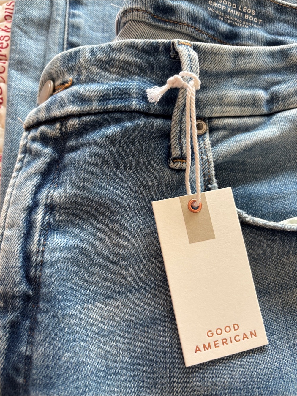 Good American Medium Wash Distressed Crop Mini Boot Jeans SIZE 18 - Picture 2 of 12